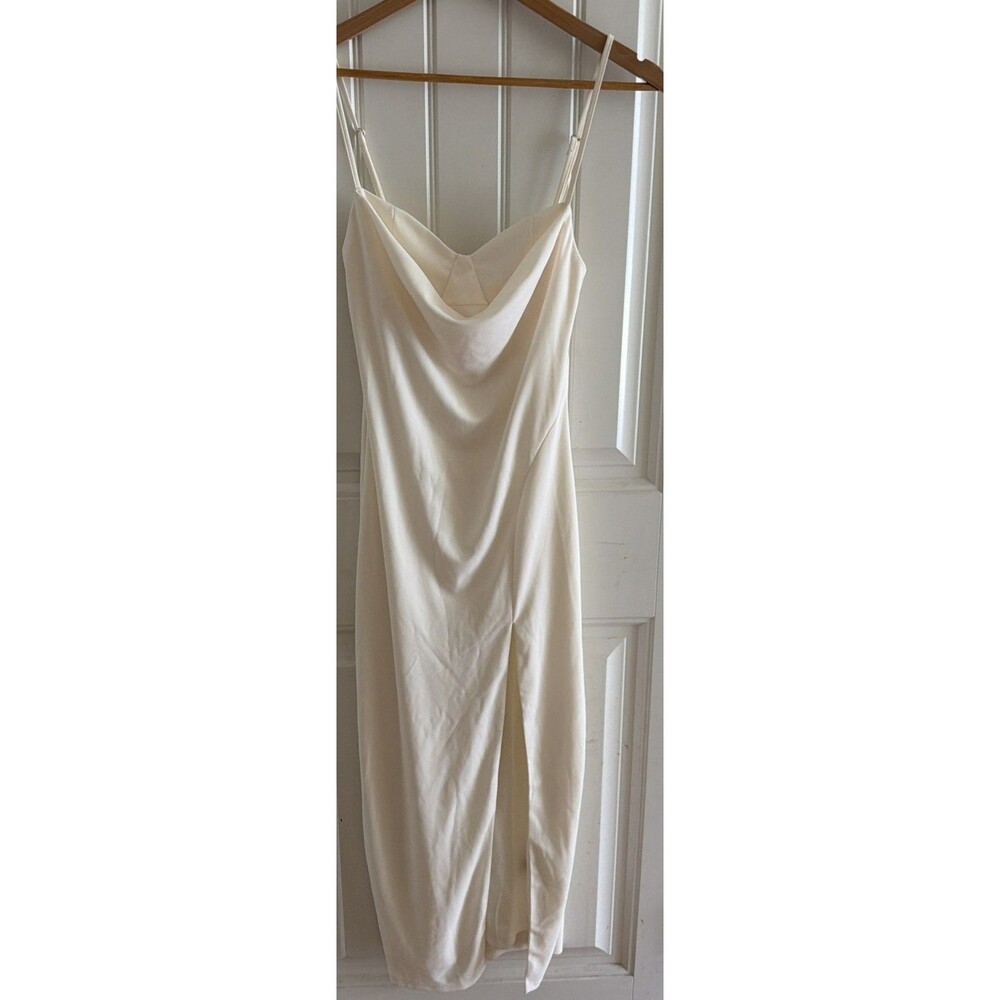 Forever 21 Women’s Sleeveless Maxi Dress Size L Cream Front Slit